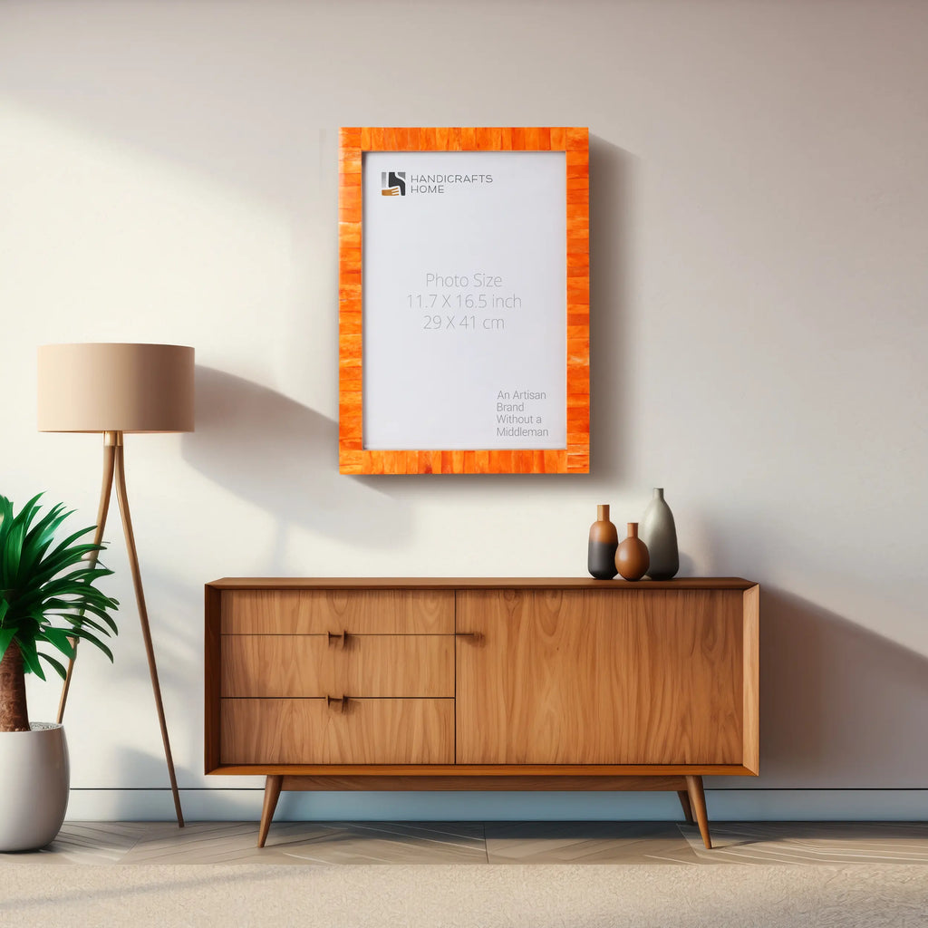 Poster Picture Frame Classic Bone Inlay in 4 Sizes, Orange