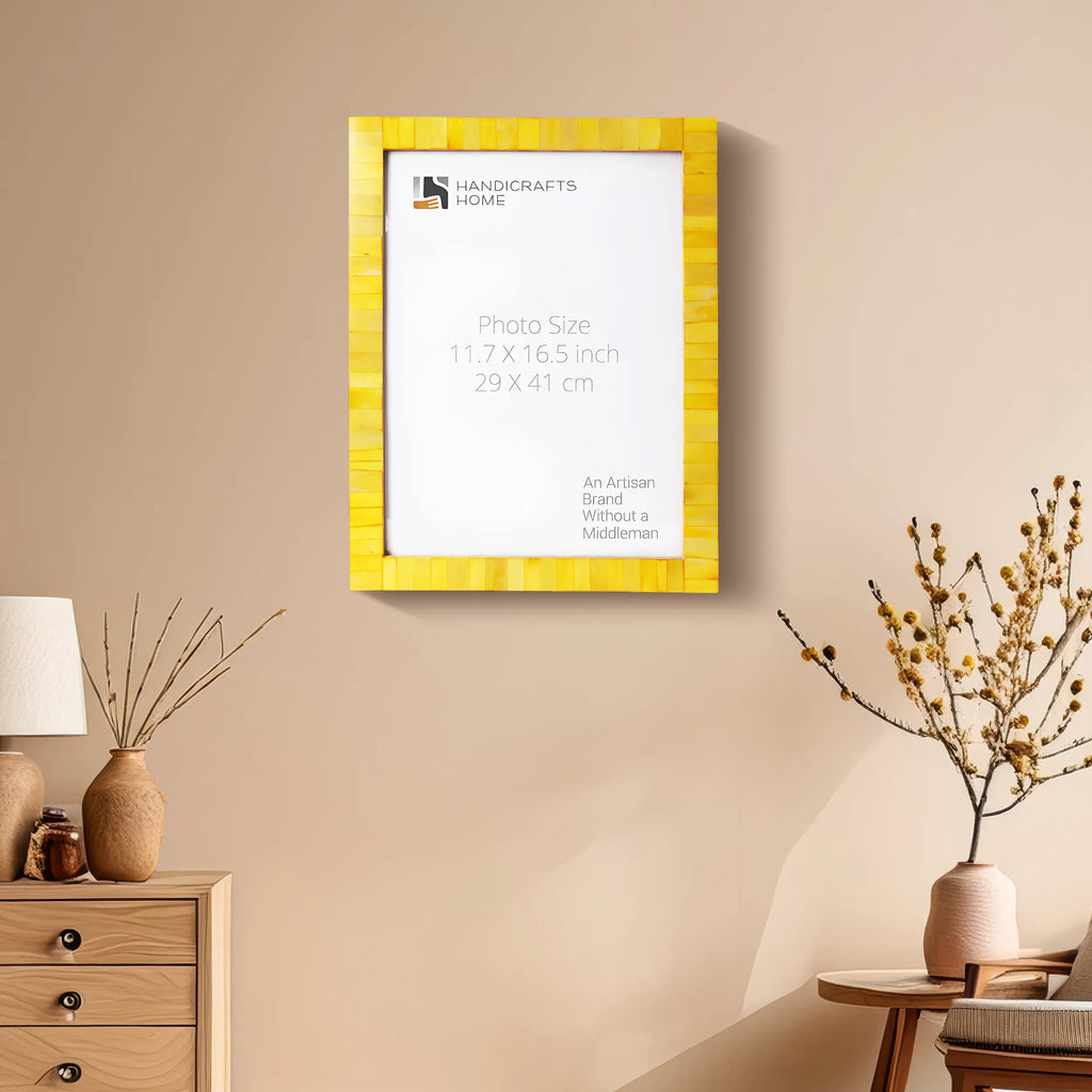 Poster Picture Frame Classic Bone Inlay in 3 Sizes, Yellow