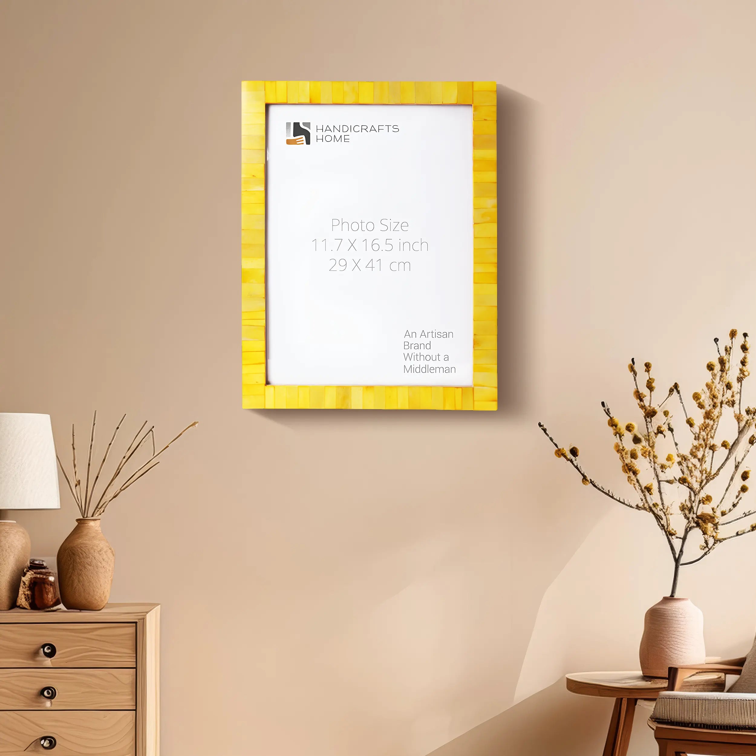 Poster Picture Frame Classic Bone Inlay in 3 Sizes, Yellow