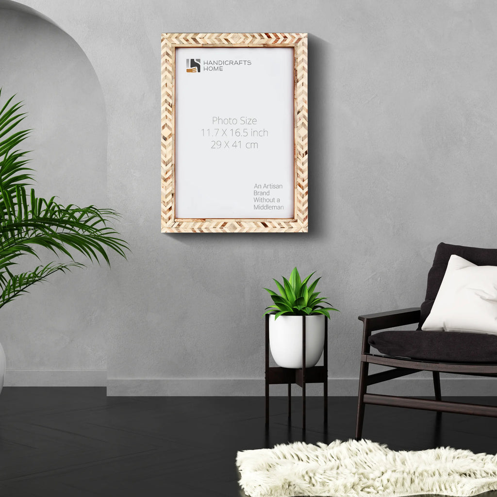 Poster Picture Frame Taj Pattern Bone Inlay Collection in 6 Sizes, Brown