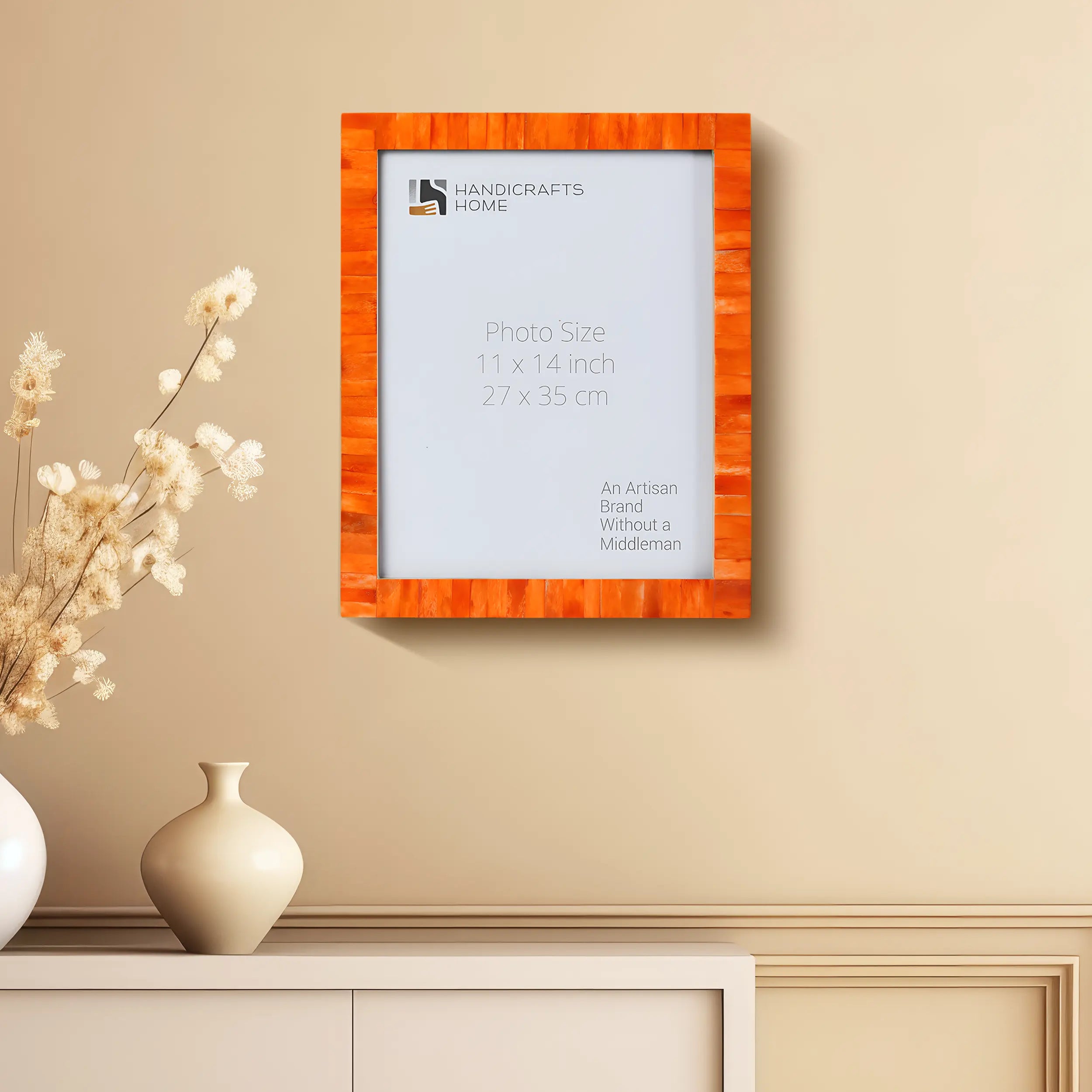 Poster Picture Frame Classic Bone Inlay in 4 Sizes, Orange