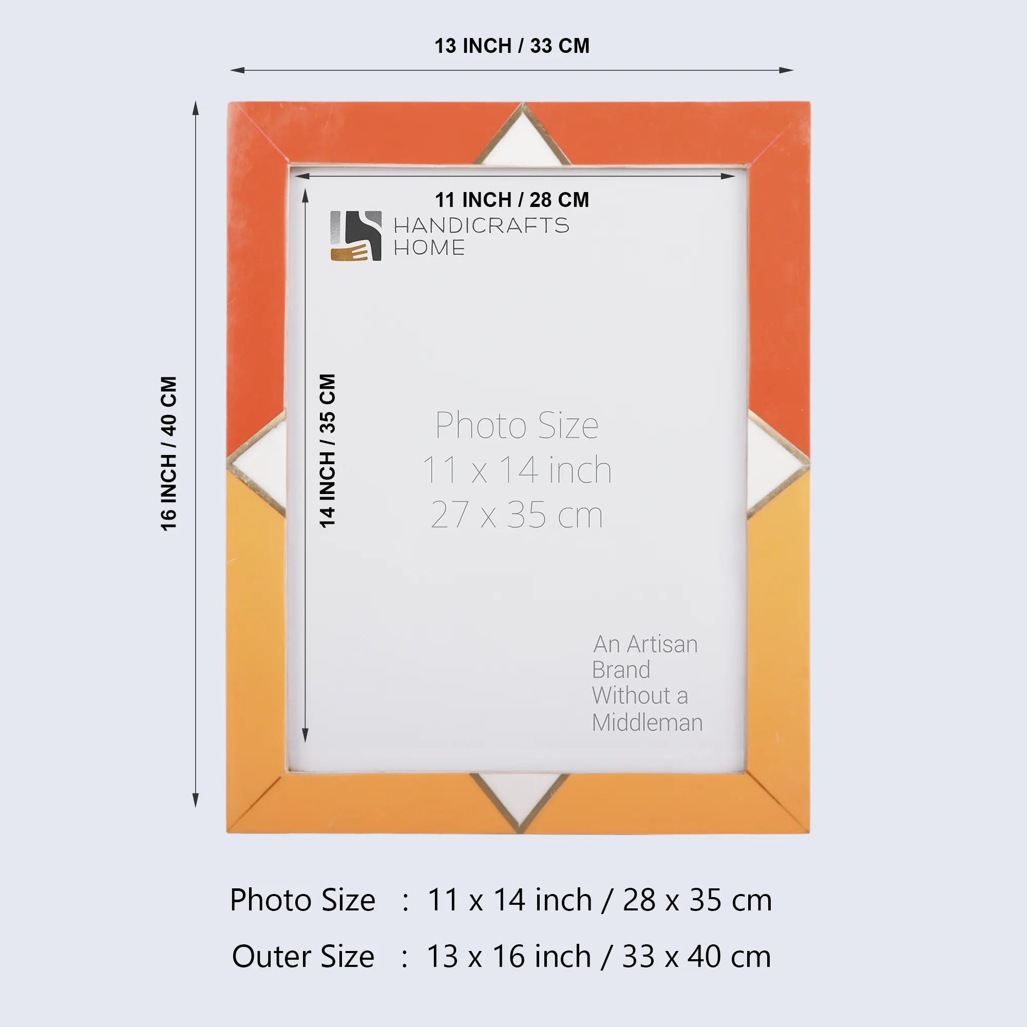Picture Frames Menton Orange Pattern Resin Inlay Collection, Make to Order - 11x14