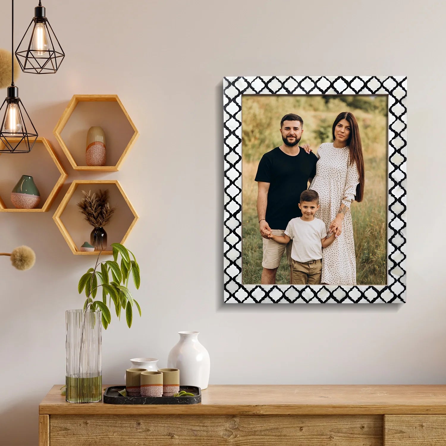 Poster Picture Frame Moroccan Bone & Resin Inlay Collection in 9 Sizes, Black