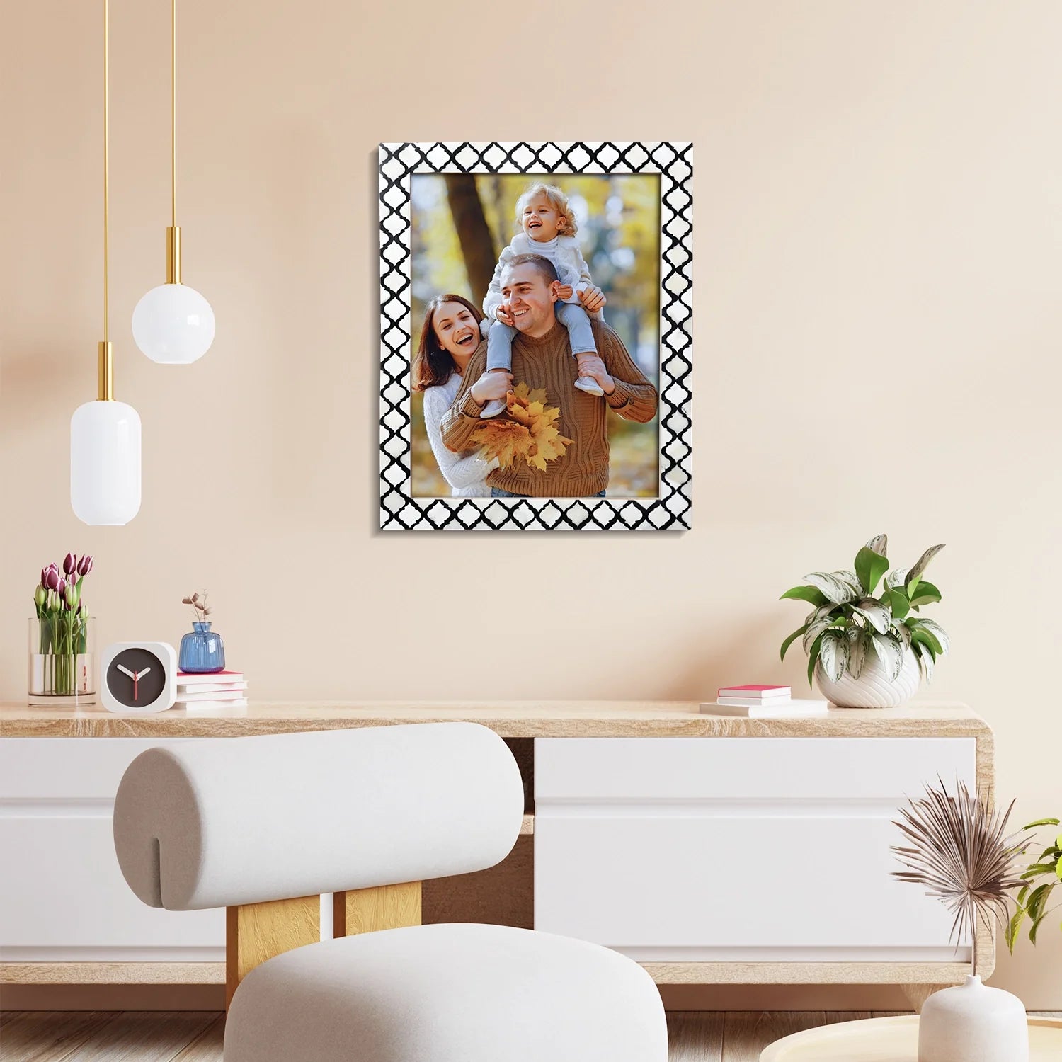 Poster Picture Frame Moroccan Bone & Resin Inlay Collection in 9 Sizes, Black