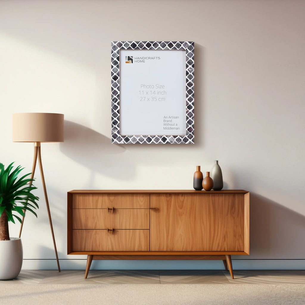 Picture Frames Moroccan Bone and Resin Inlay Collection Grey, 5 Sizes
