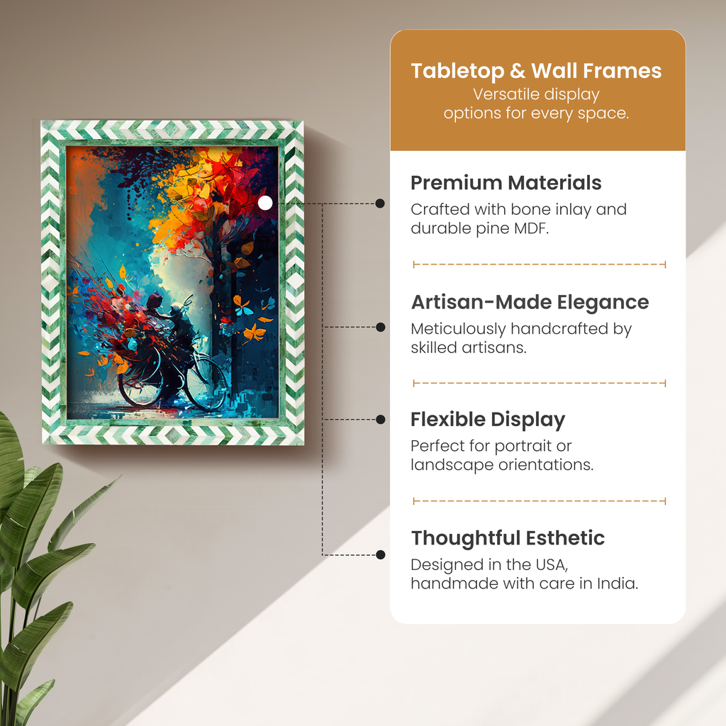 Poster Picture Frame Taj Bone Inlay in 6 Sizes, Green