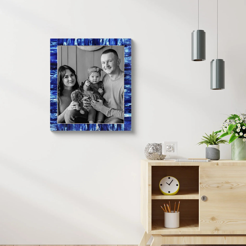 Poster Picture Frame Classic Pattern Bone Inlay Collection in 5 Sizes, Blue