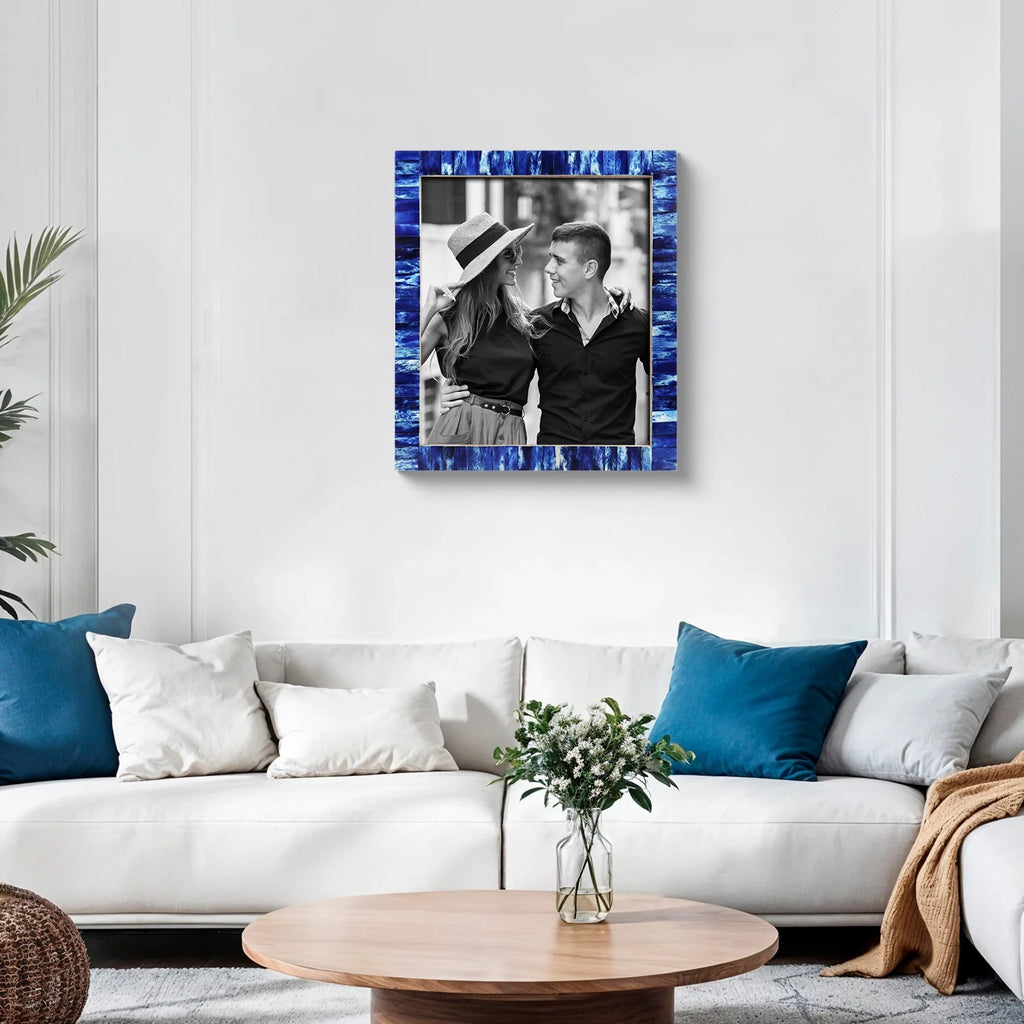 Poster Picture Frame Classic Pattern Bone Inlay Collection in 5 Sizes, Blue