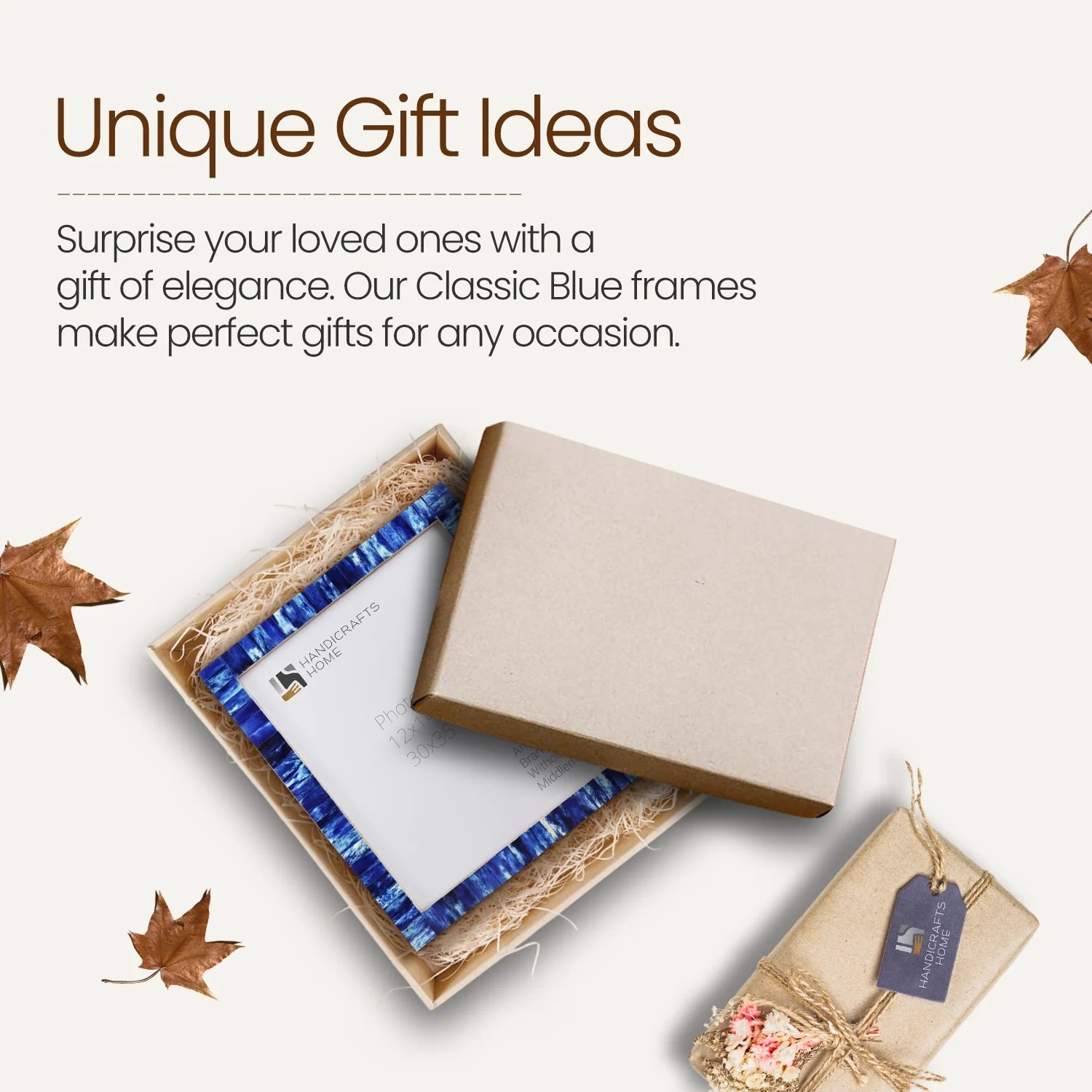 Poster Picture Frame Classic Pattern Bone Inlay Collection in 5 Sizes, Blue