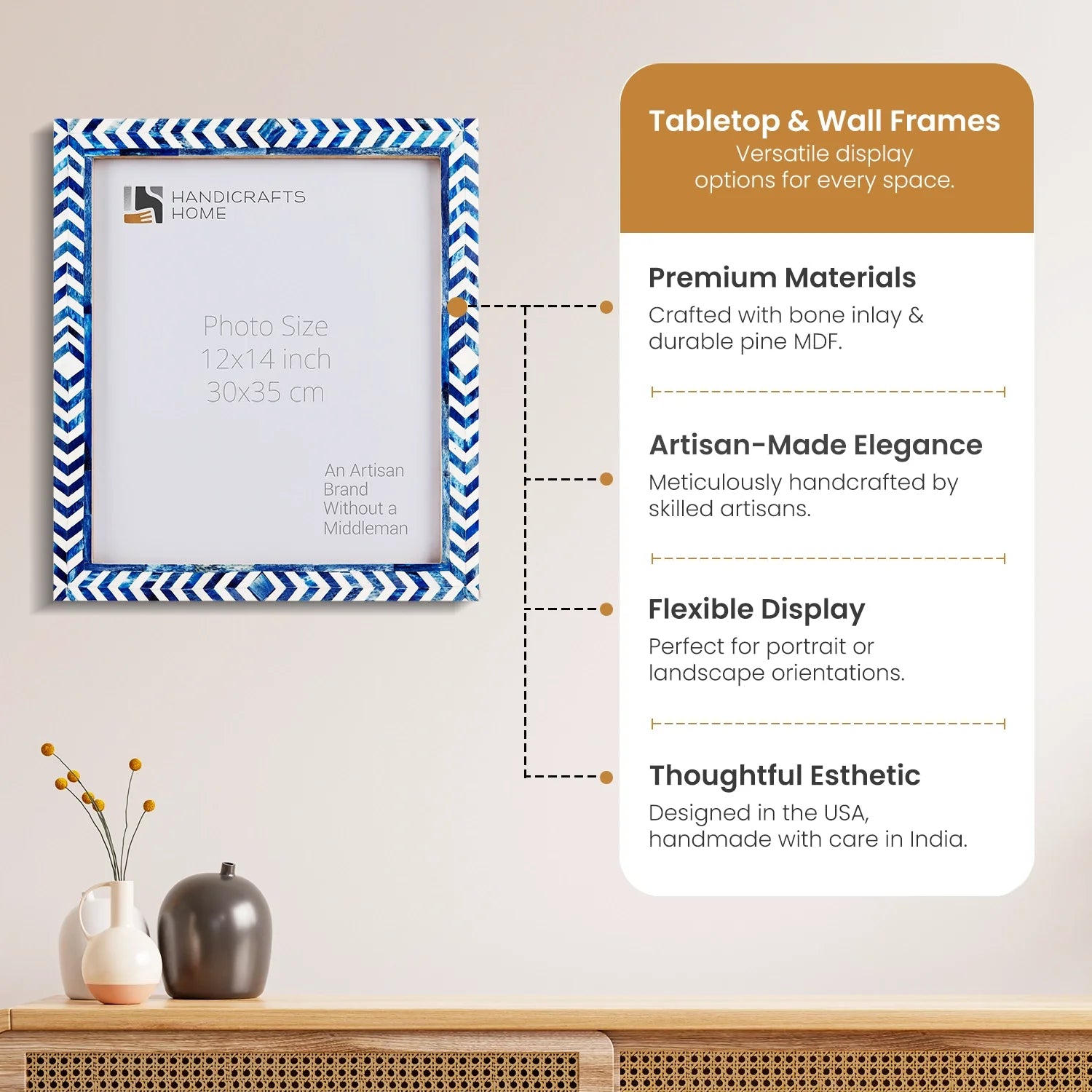 Taj Bone Inlay Poster Picture Frame  Blue - Available in 4 Sizes