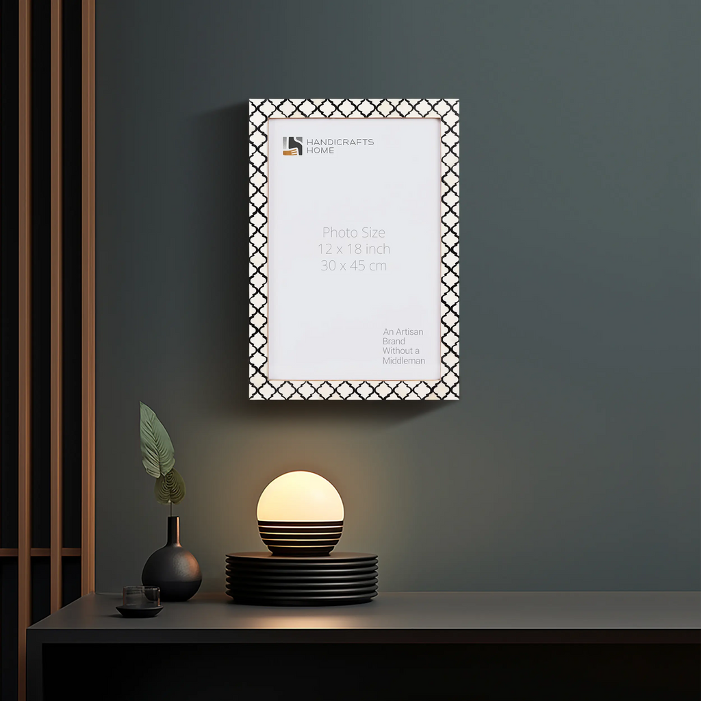 Poster Picture Frame Moroccan Bone & Resin Inlay Collection in 9 Sizes, Black