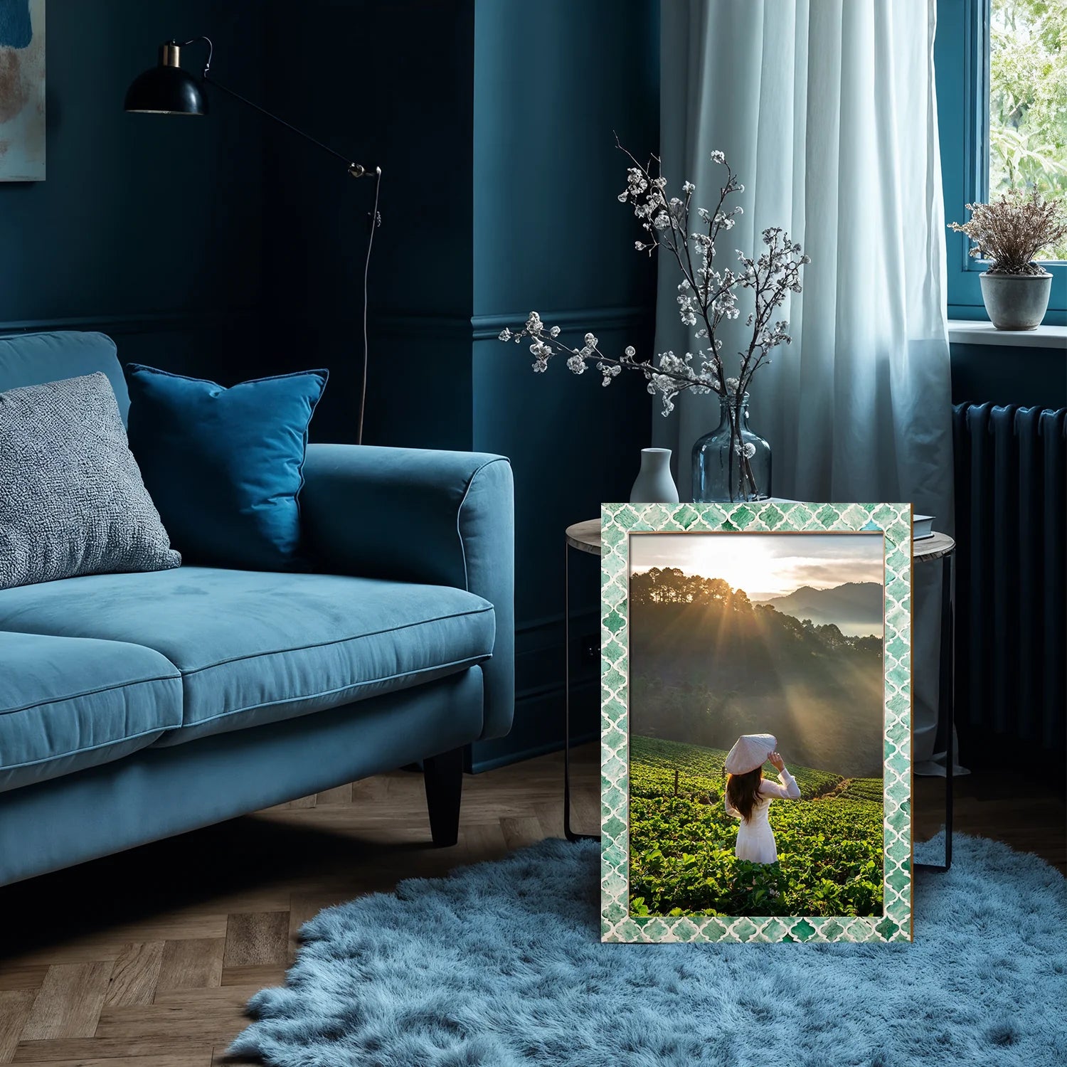 Poster Picture Frame Moroccan Bone & Resin Inlay Collection in 5 Sizes, Green