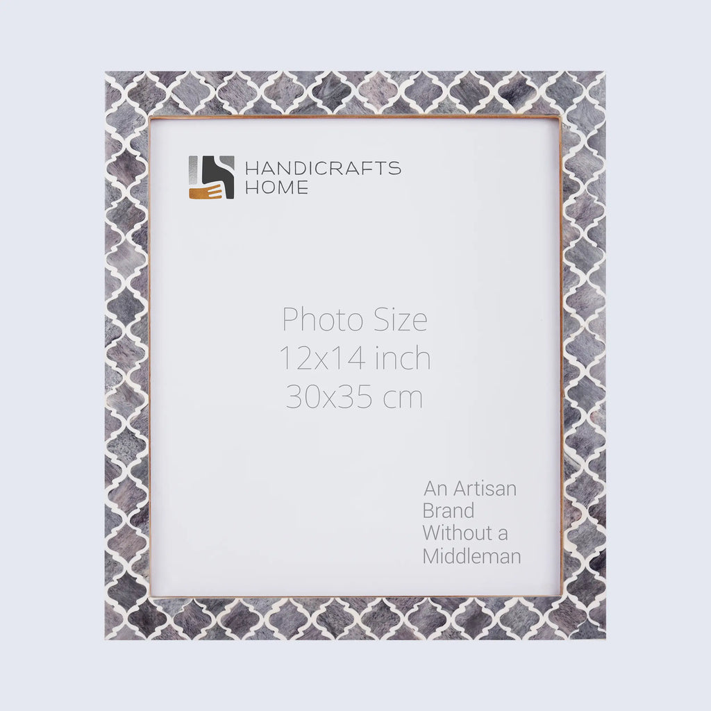 Picture Frames Moroccan Bone and Resin Inlay Collection Grey, 5 Sizes