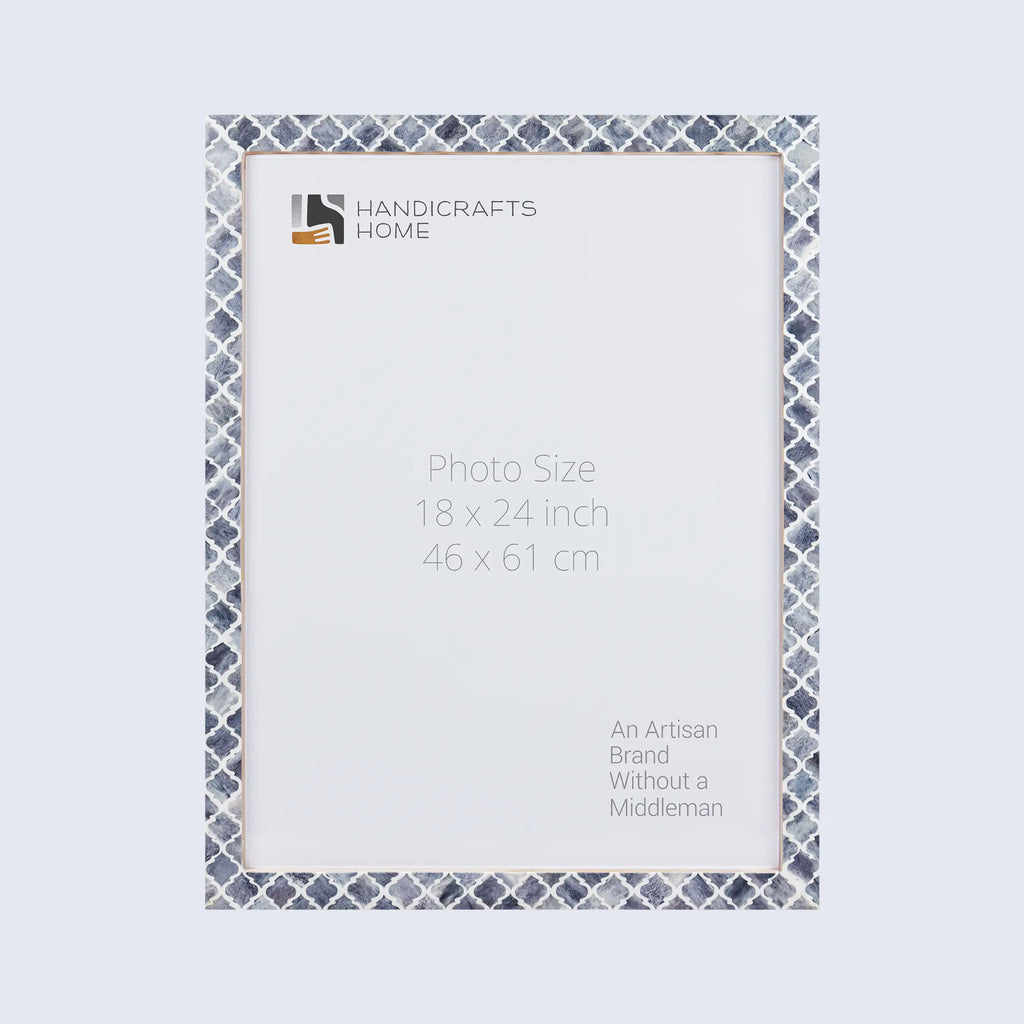 Picture Frames Moroccan Bone and Resin Inlay Collection Grey, 5 Sizes