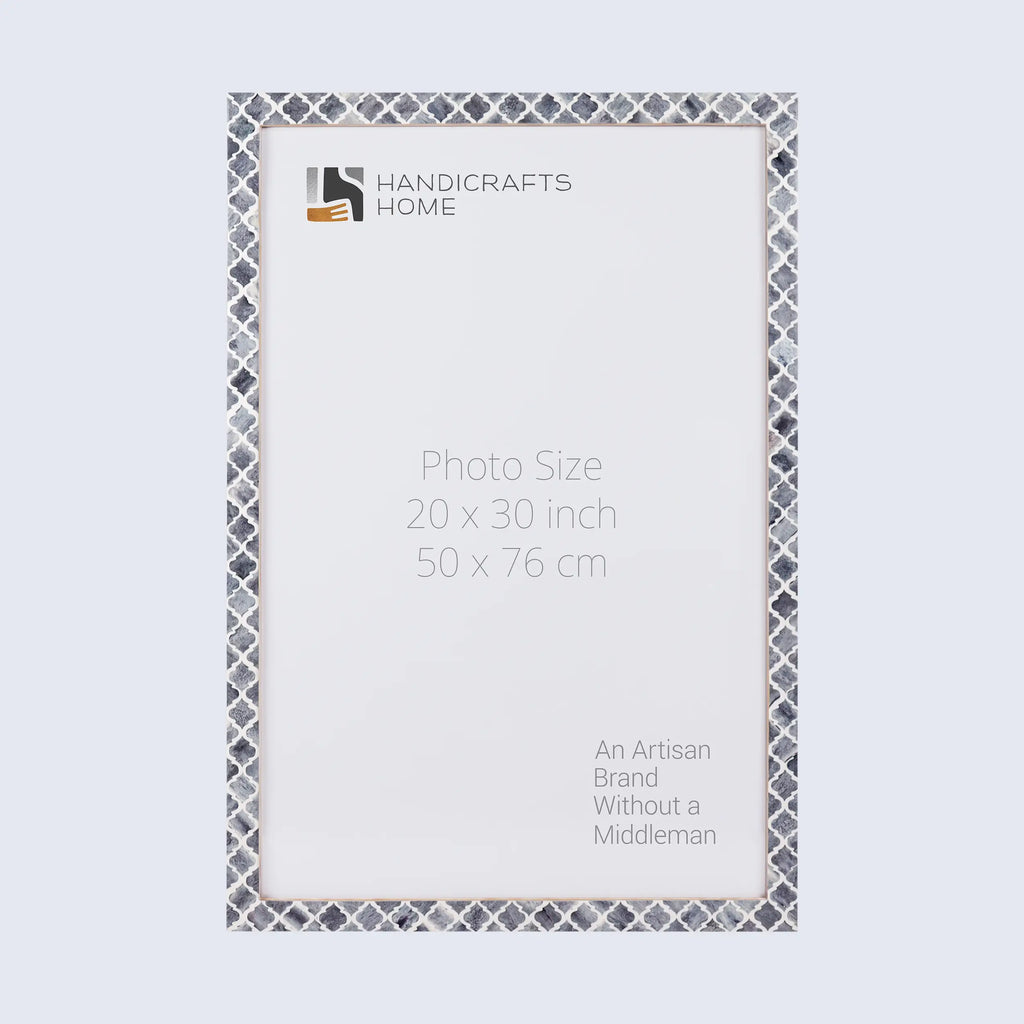 Picture Frames Moroccan Bone and Resin Inlay Collection Grey, 5 Sizes