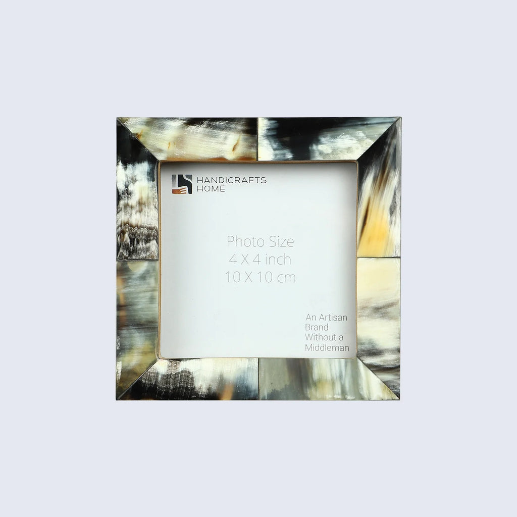 Picture Frames Essence Pattern Horn Inlay Collection in 4 Sizes, Black