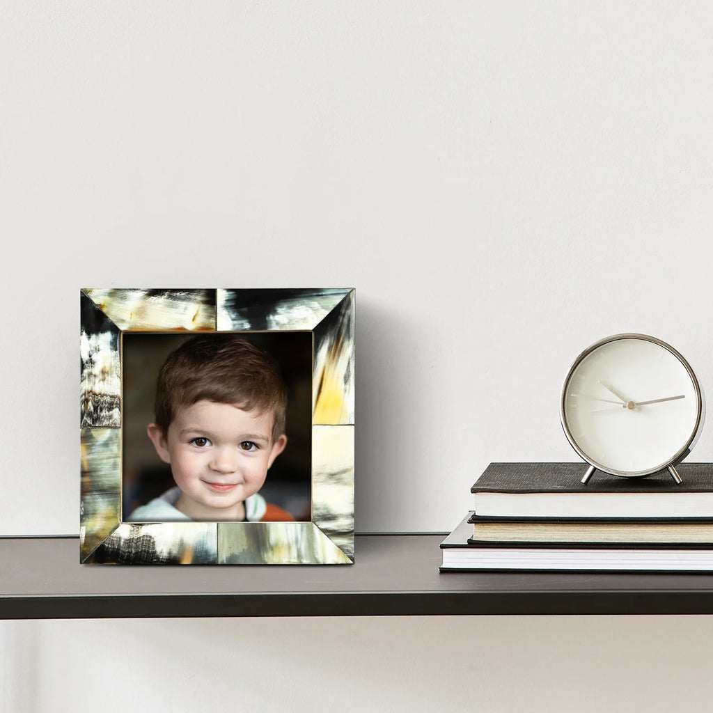 Picture Frames Essence Pattern Horn Inlay Collection in 4 Sizes, Black