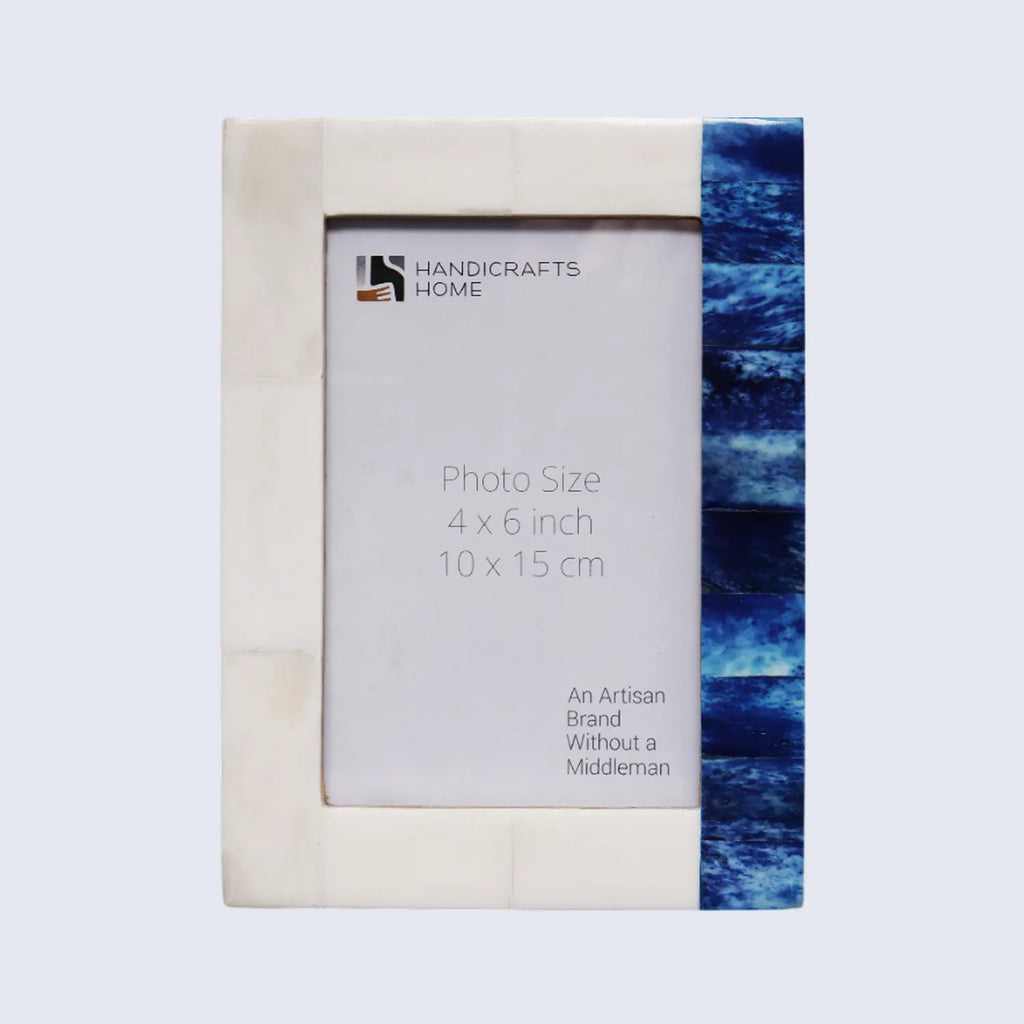Plain White & Blue Bone Inlay Picture Frame - 4x6 & 5x7