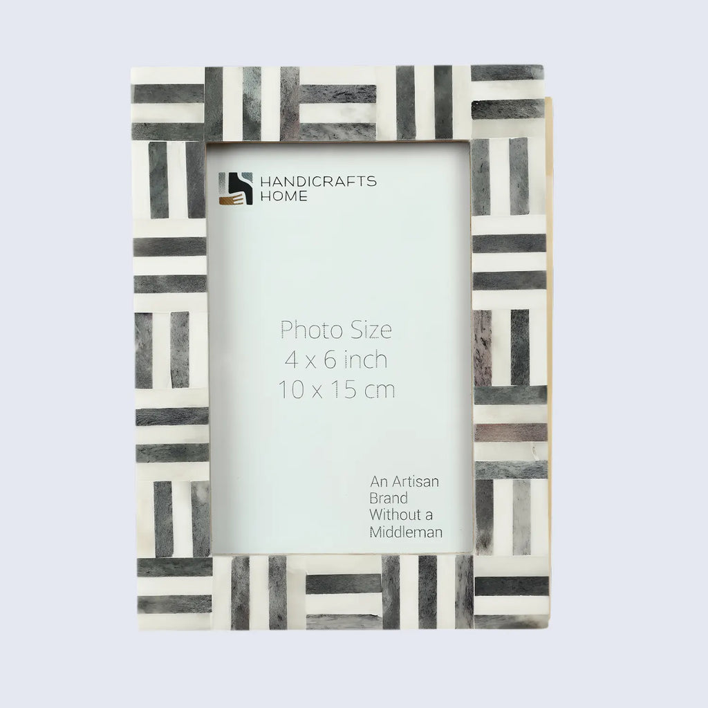 Grey & White Bone Inlay Brick Pattern Frame 4x6 & 5x7