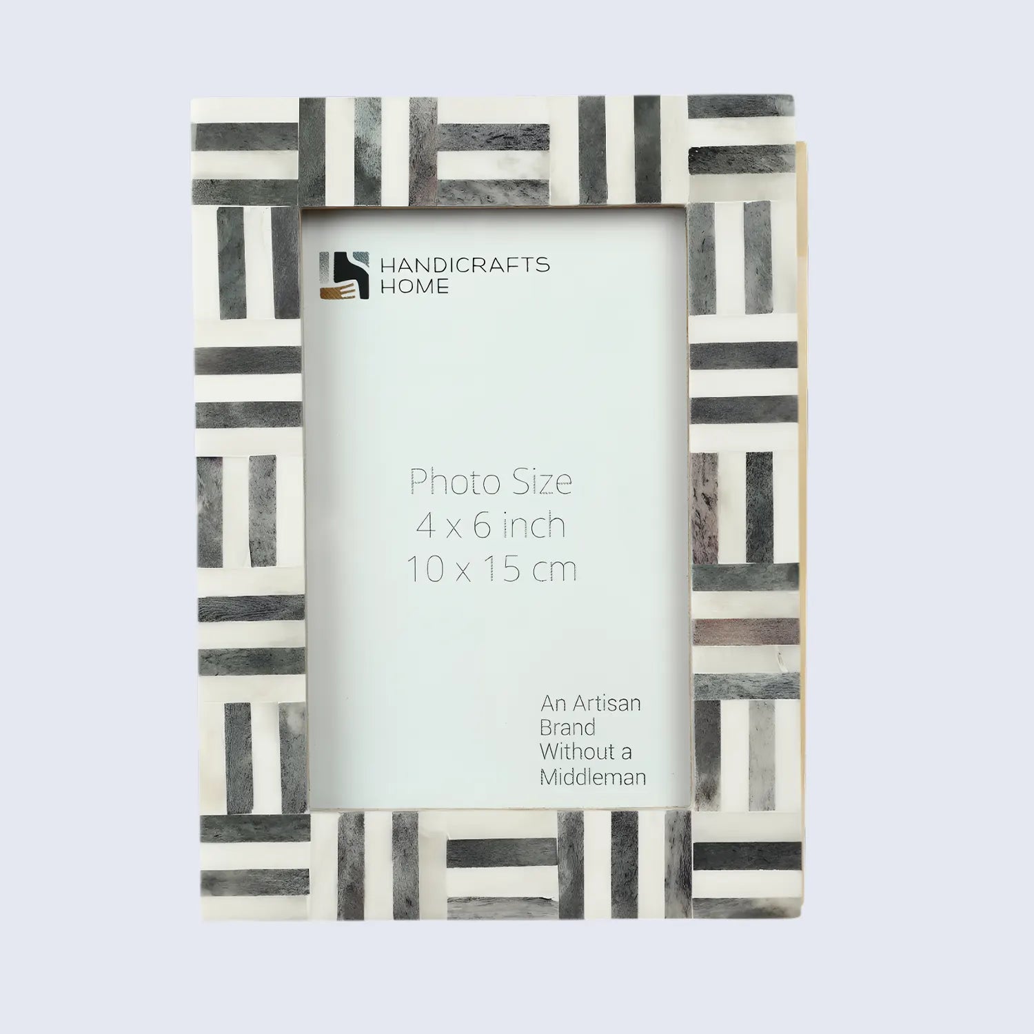 Grey & White Bone Inlay Brick Pattern Frame 4x6 & 5x7