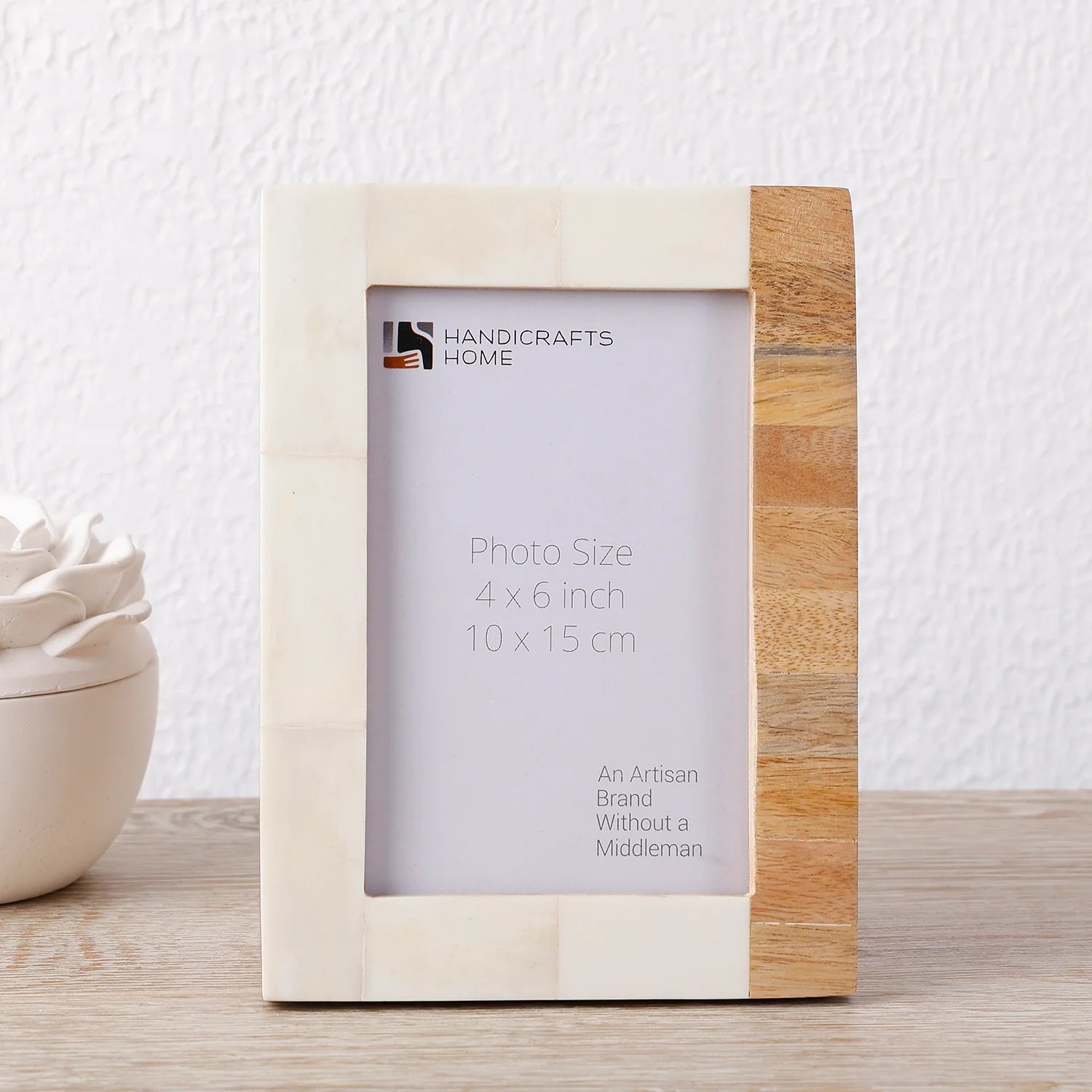 Plain White & Brown Bone Inlay Picture Frame - 4x6 & 5x7