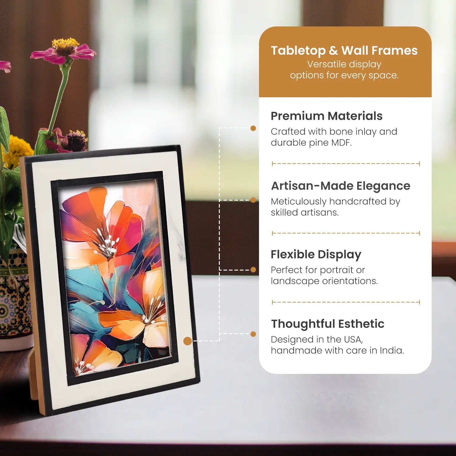 Resin Inlay Frame - Black & White in 4x6 & 5x7