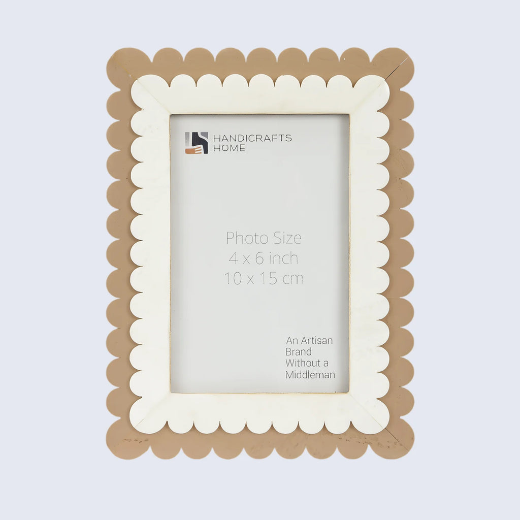 Petal Scallop Pattern Picture Frame White & Brown - 4x6 & 5x7