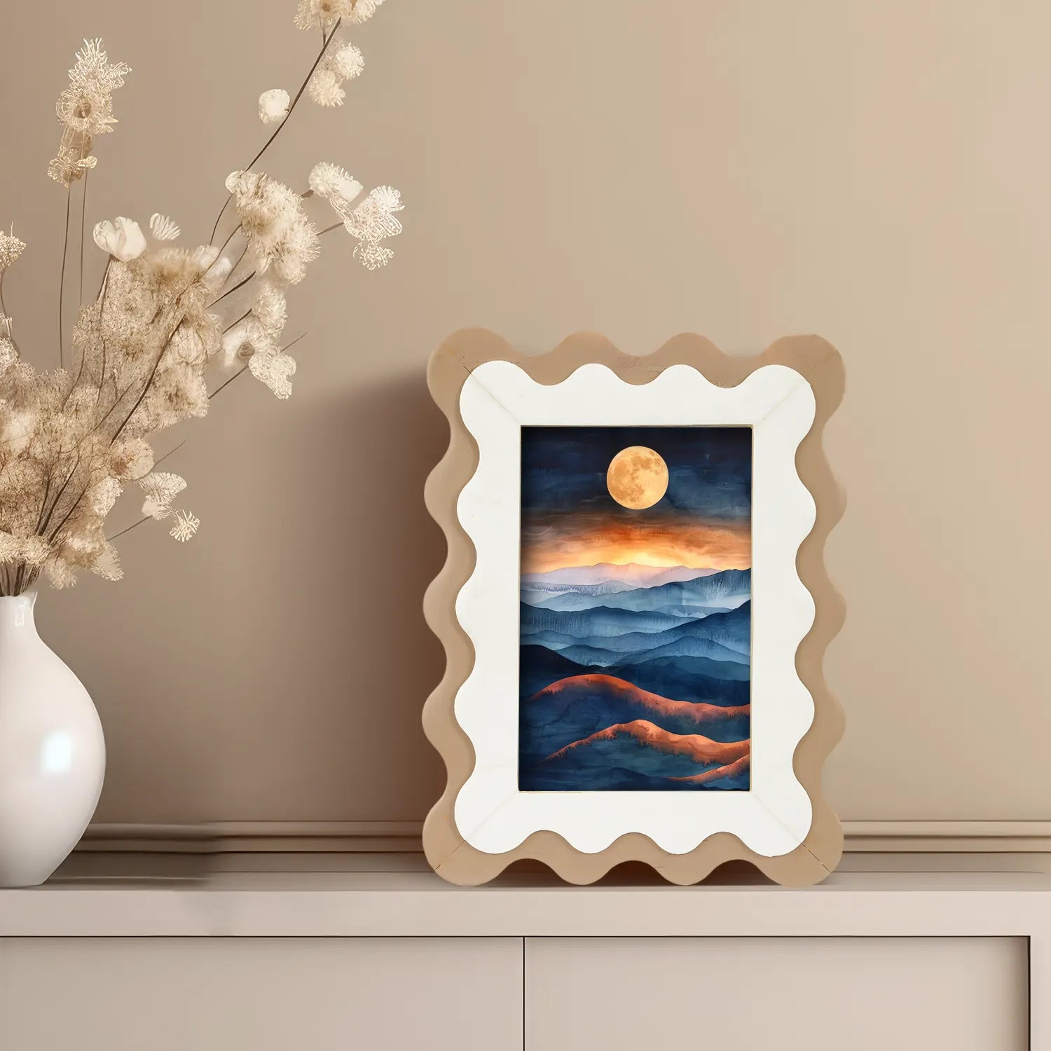 Wave Scallop Picture Frame Brown & White - 4x6 & 5x7