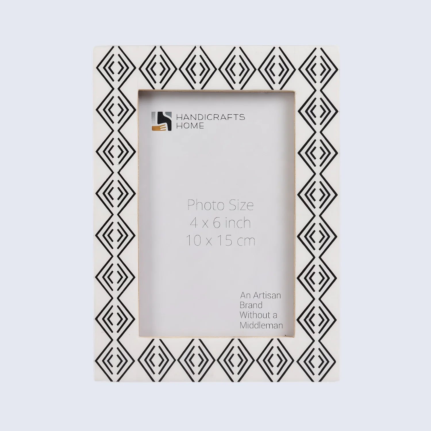 Resin inlay Tribal Geometry Pattern Black & White Picture Frame