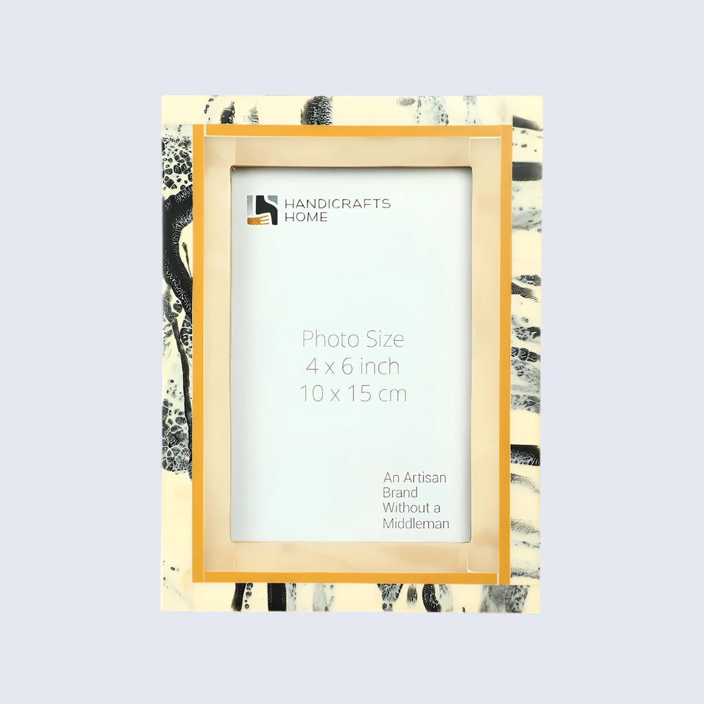 Ivory Abstract Ink Resin Inlay Picture Frame in 4x6 & 5x7