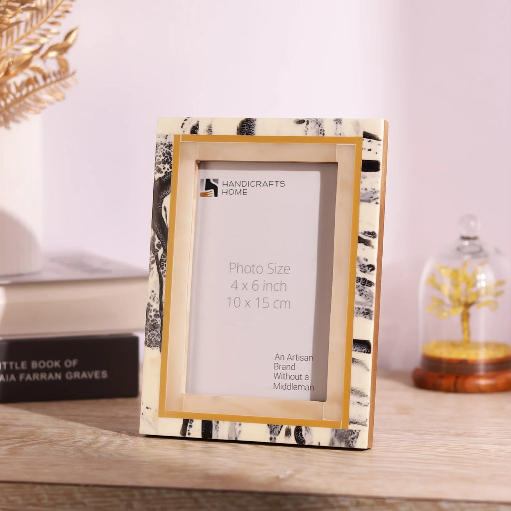 Ivory Abstract Ink Resin Inlay Picture Frame in 4x6 & 5x7