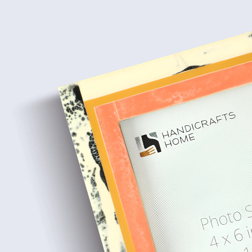 Peach Abstract Ink Resin Inlay Picture Frame in 4x6 & 5x7