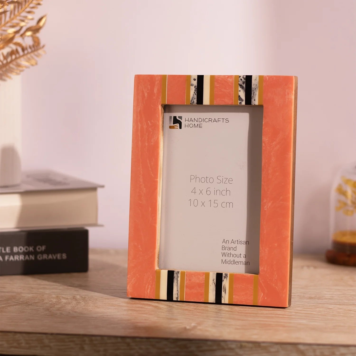 Peach Resin Inlay Picture Frame- Ink Marble Design in 4x6 & 5x7