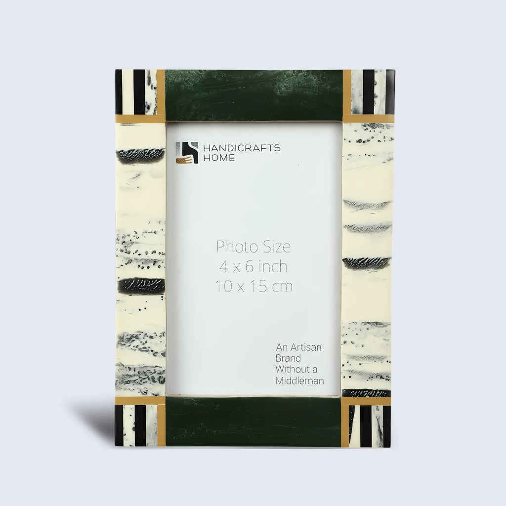 Sea Green Abstract Ink Resin Inlay Picture Frame in 4x6 & 5x7