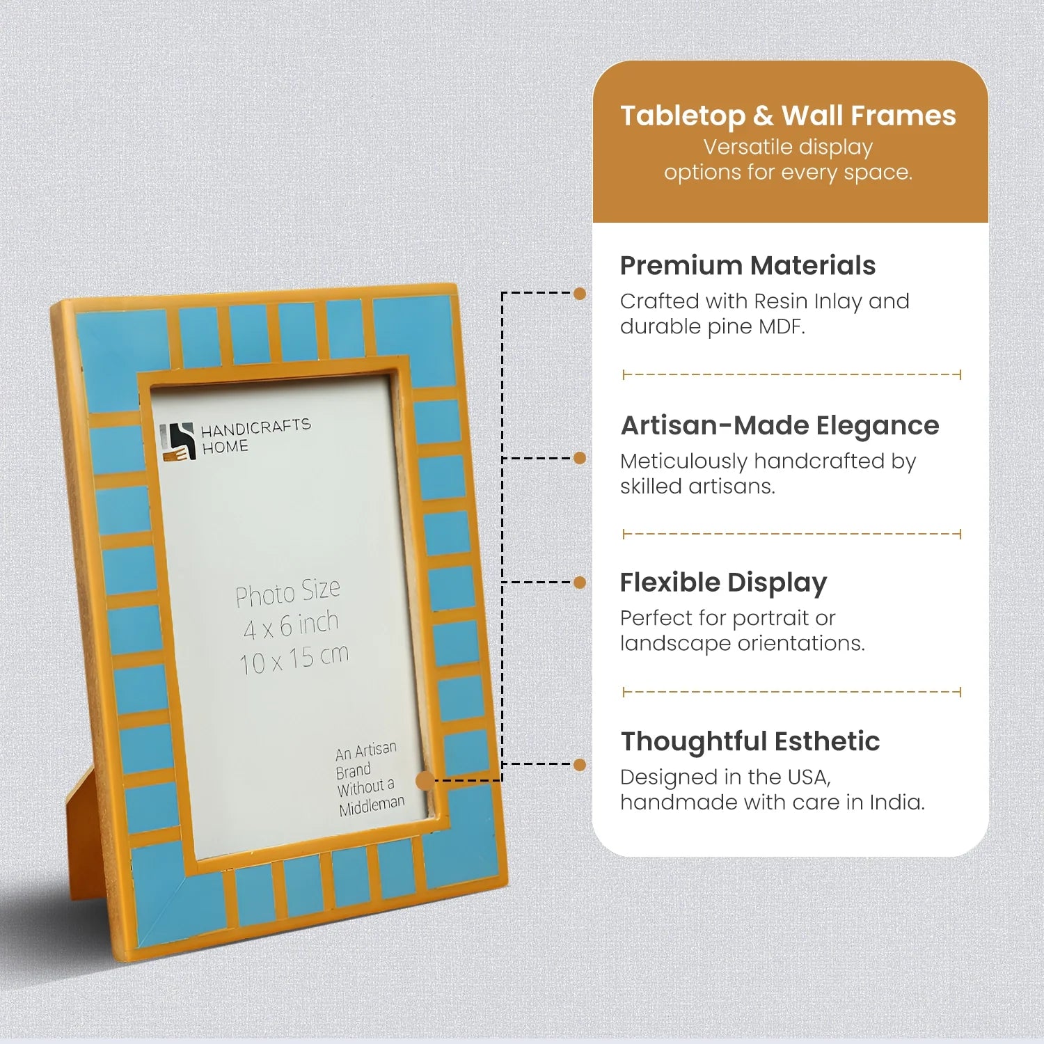 Turquoise Square Resin Inlay Picture Frame 4x6 & 5x7