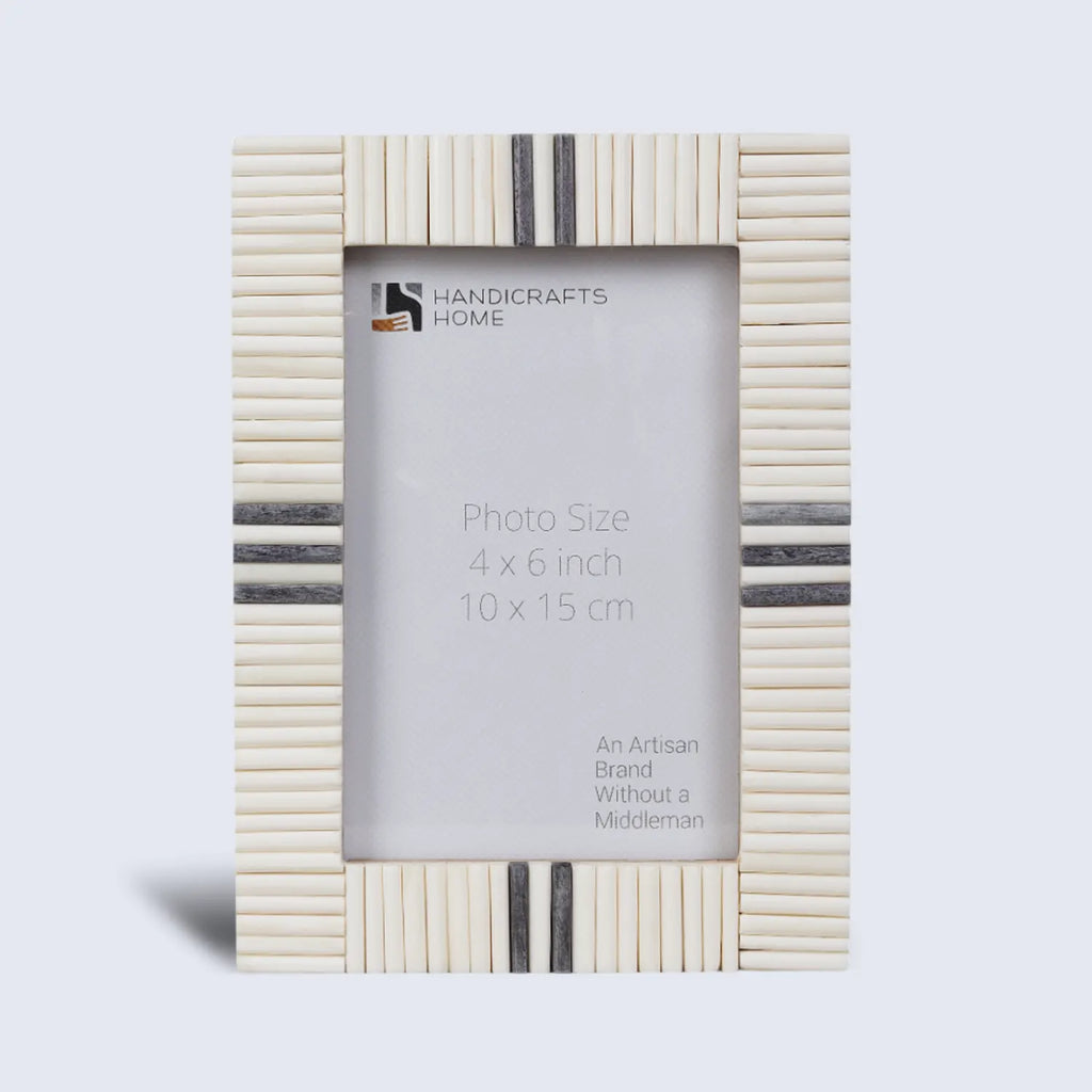 Grey & White Bone Inlay Picture Frame - 4x6 & 5x7