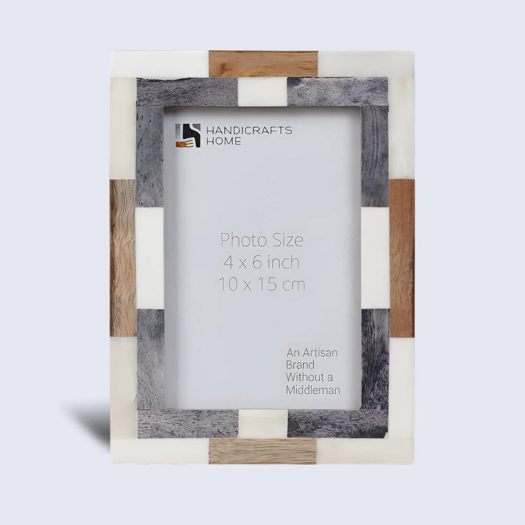 Wood & Bone Inlay Woodstrip Tile Picture Photo Frame in 4x6, 5x7