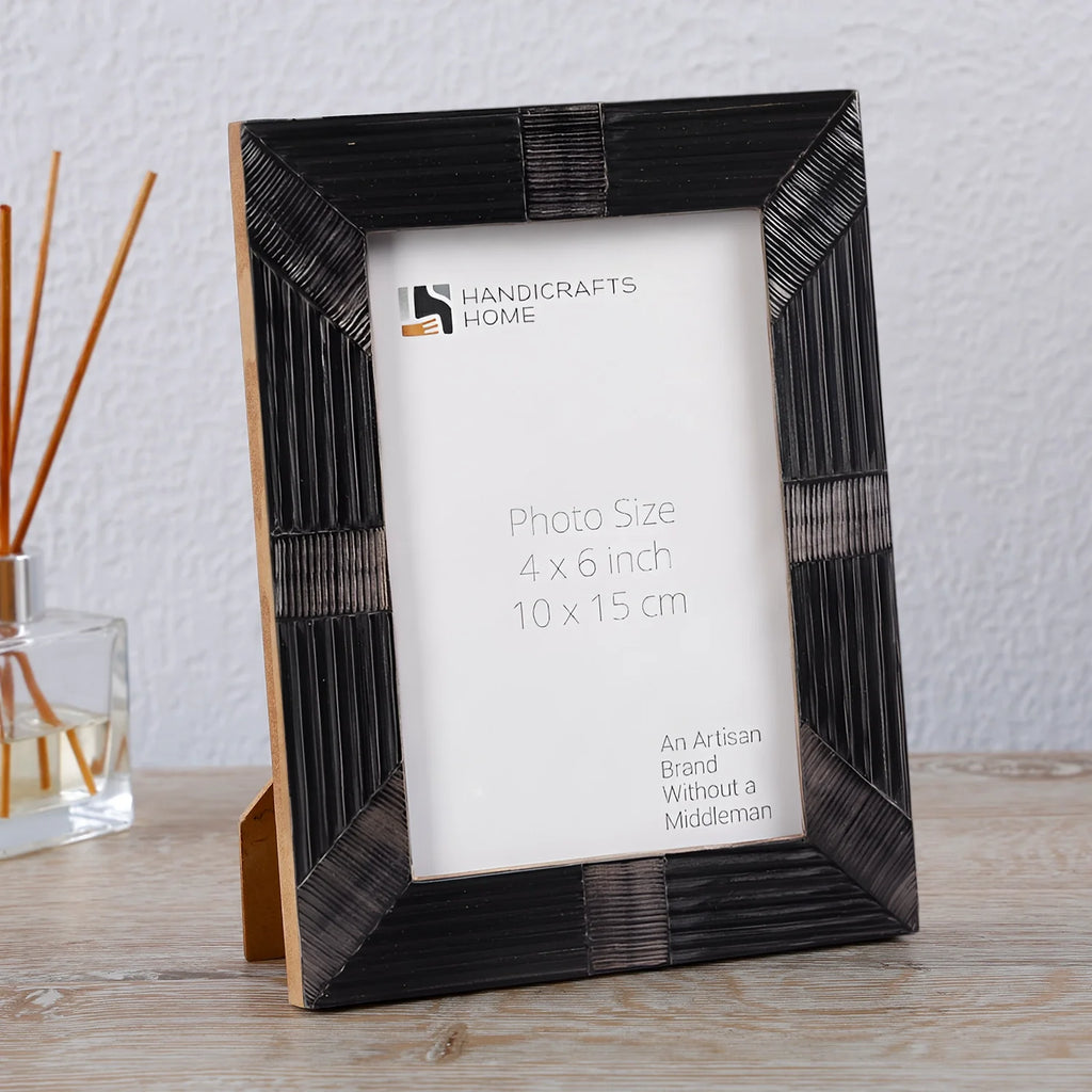 Horn Inlay Shagrin Picture Photo Frames Black, 4x6 5x7