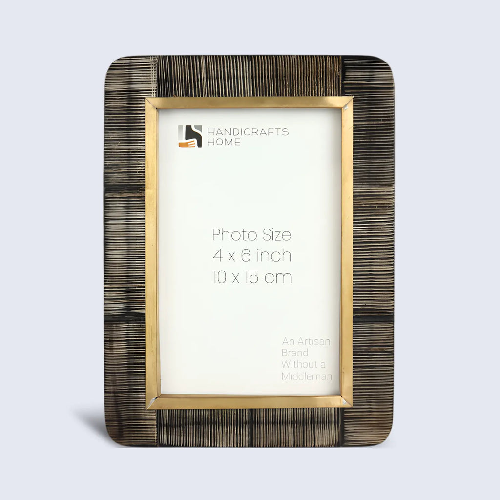 Horn Inlay Shagrin Picture Photo Frames Brown - Rounded Corners, 4x6 5x7