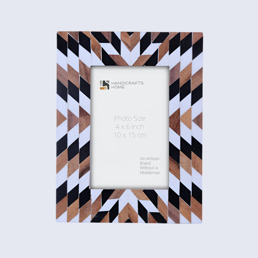 Herringbone Pattern Wood & Resin Inlay Picture Frame - 4x6 & 5x7