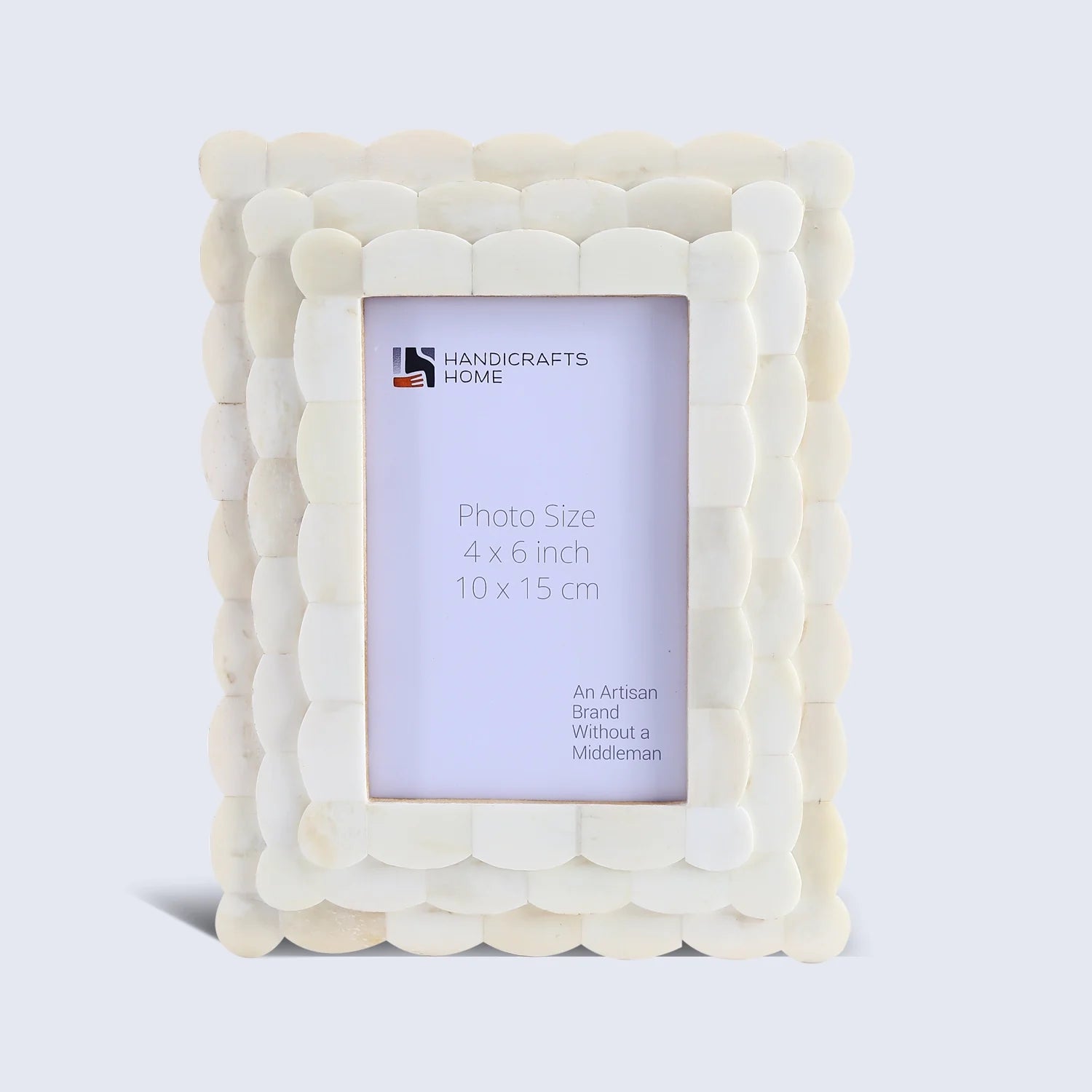 Picture Frames Scalloped Pattern Bone Inlay Collection in 4x6, White