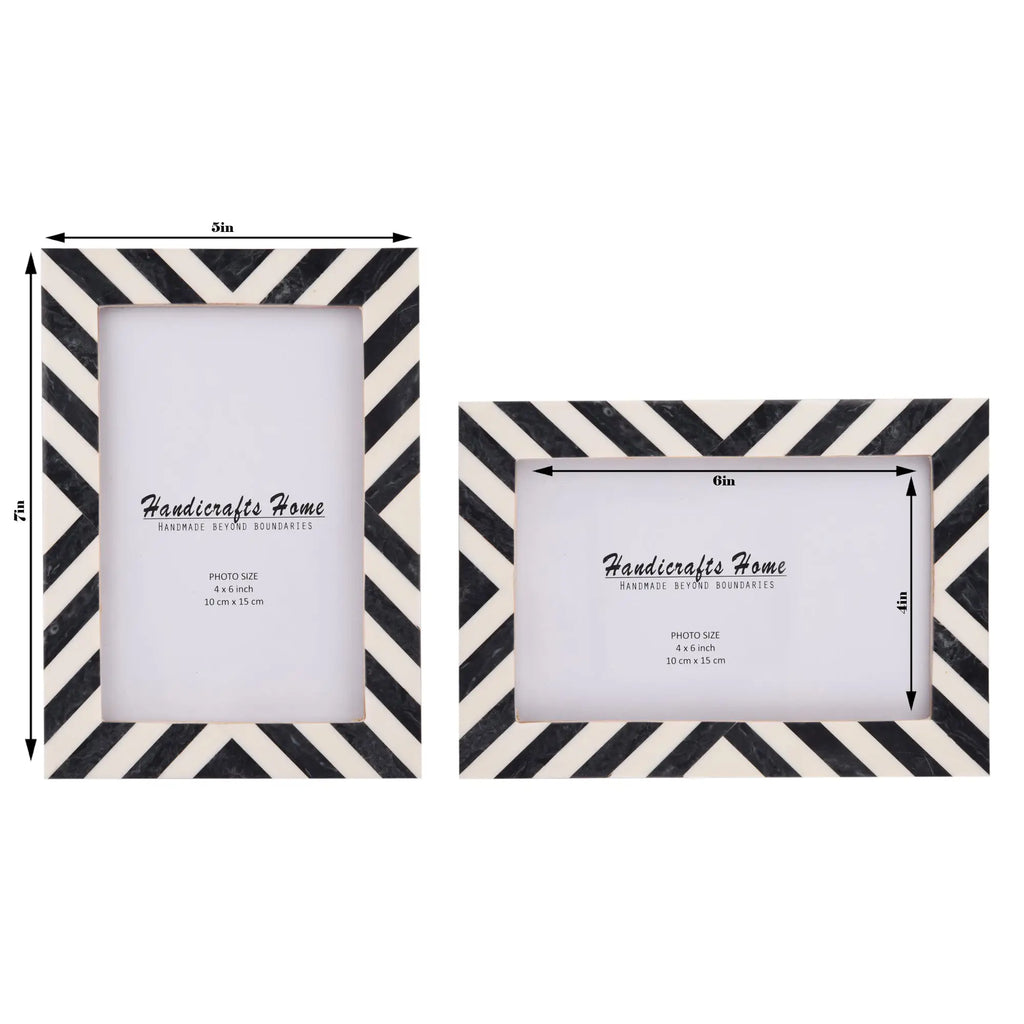 Picture Frames Candy Cane Liquorice Pattern Resin Inlay Collection in 3 Sizes, Pack of 2