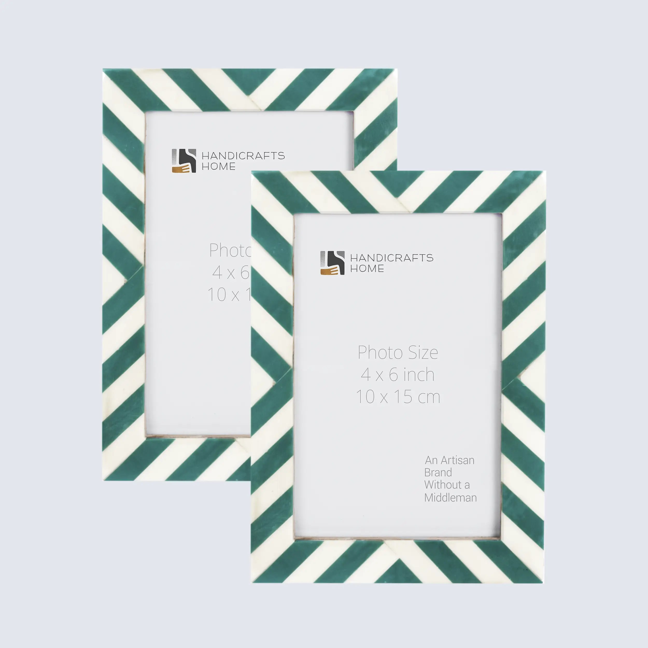 Picture Frames Candy Cane Mint Pattern Resin Inlay Collection in 3 Sizes, Pack of 2