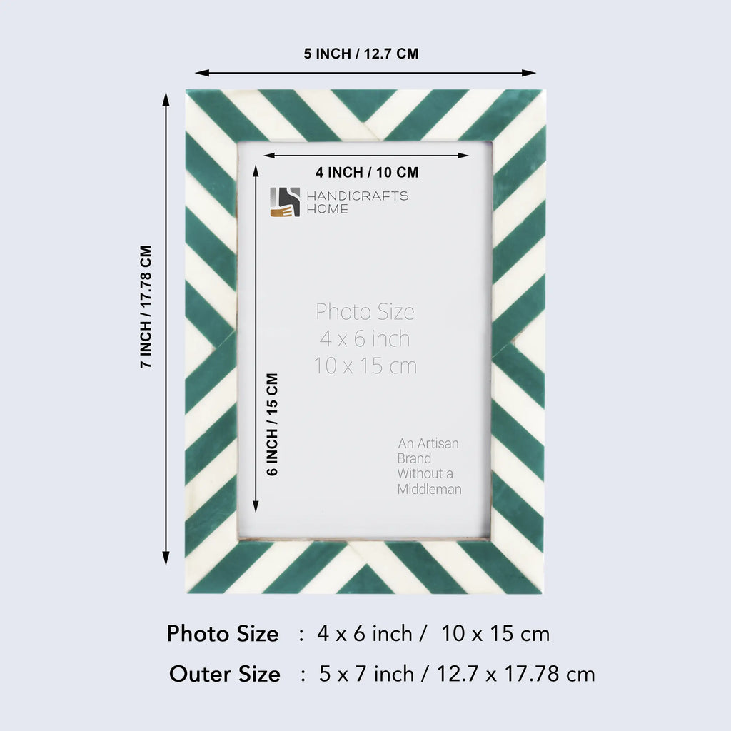 Picture Frames Candy Cane Mint Pattern Resin Inlay Collection in 3 Sizes, Pack of 2