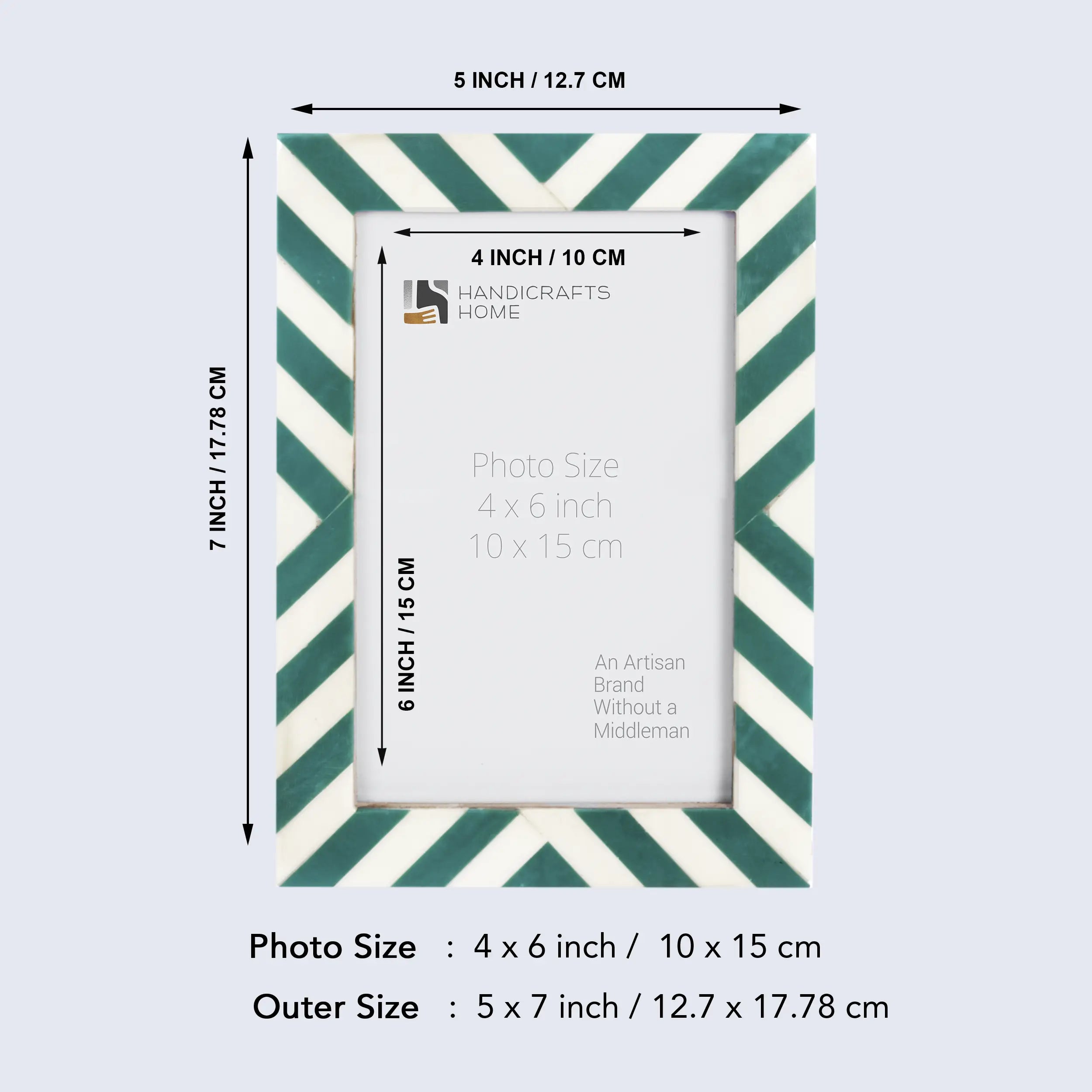 Picture Frames Candy Cane Mint Pattern Resin Inlay Collection in 3 Sizes, Pack of 2