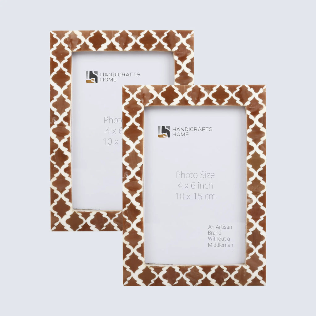 Picture Frames Casablanca Mocha Pattern Resin Inlay Collection in 3 Sizes, Pack of 2