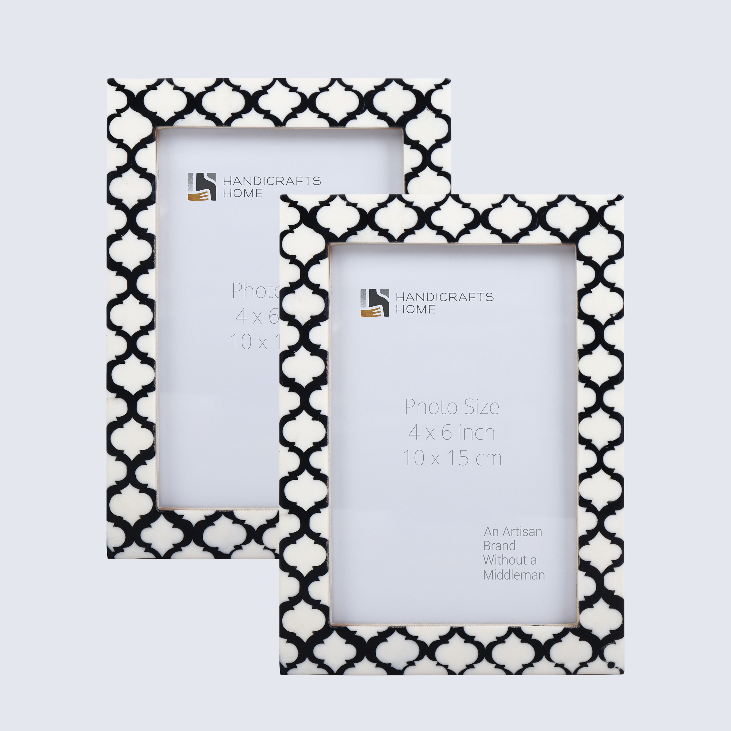 Picture Frames Casablanca Negra Pattern Resin Inlay Collection in 3 Sizes, Pack of 2