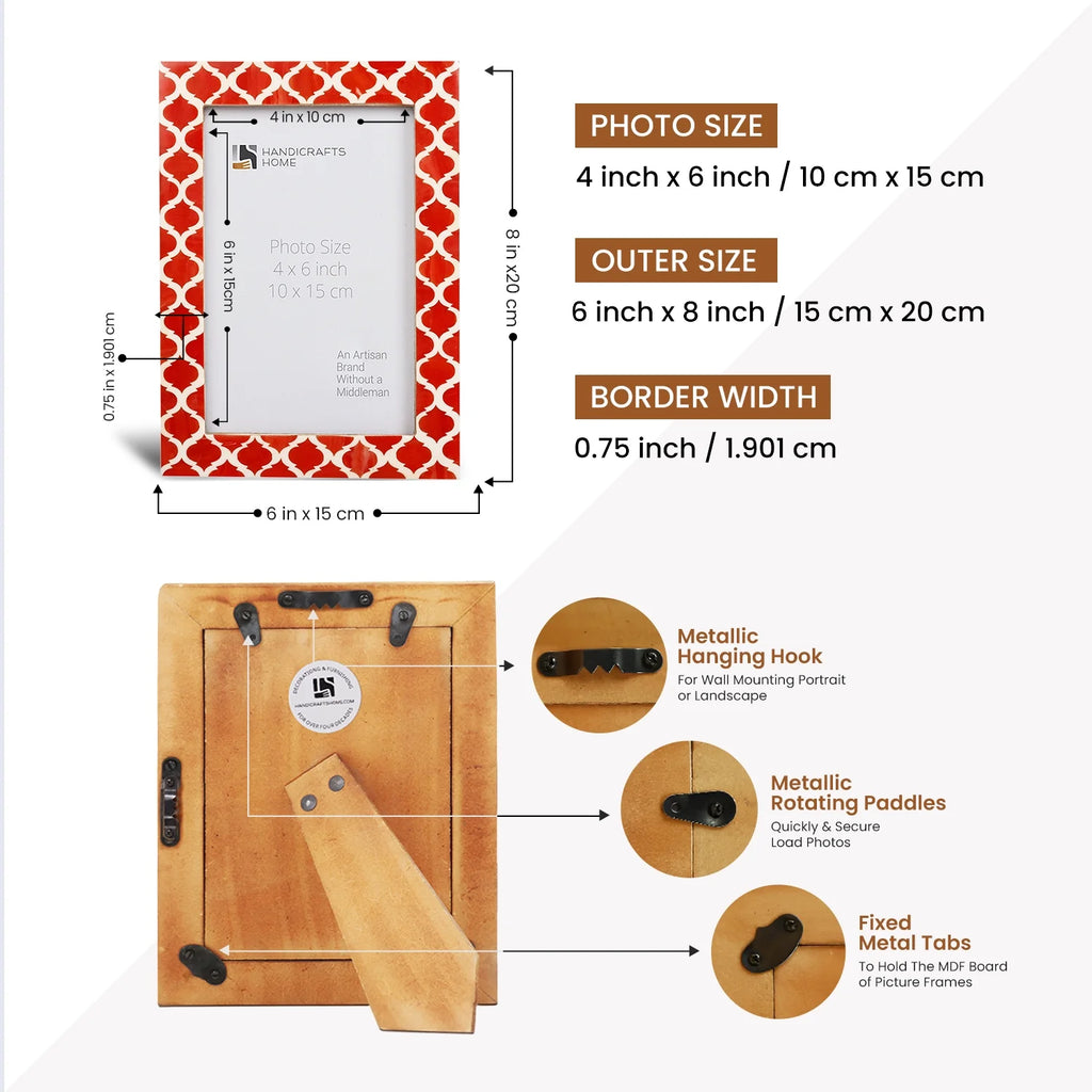 Picture Frames Casablanca Pimienta Pattern Resin Inlay Collection in 3 Sizes, Pack of 2