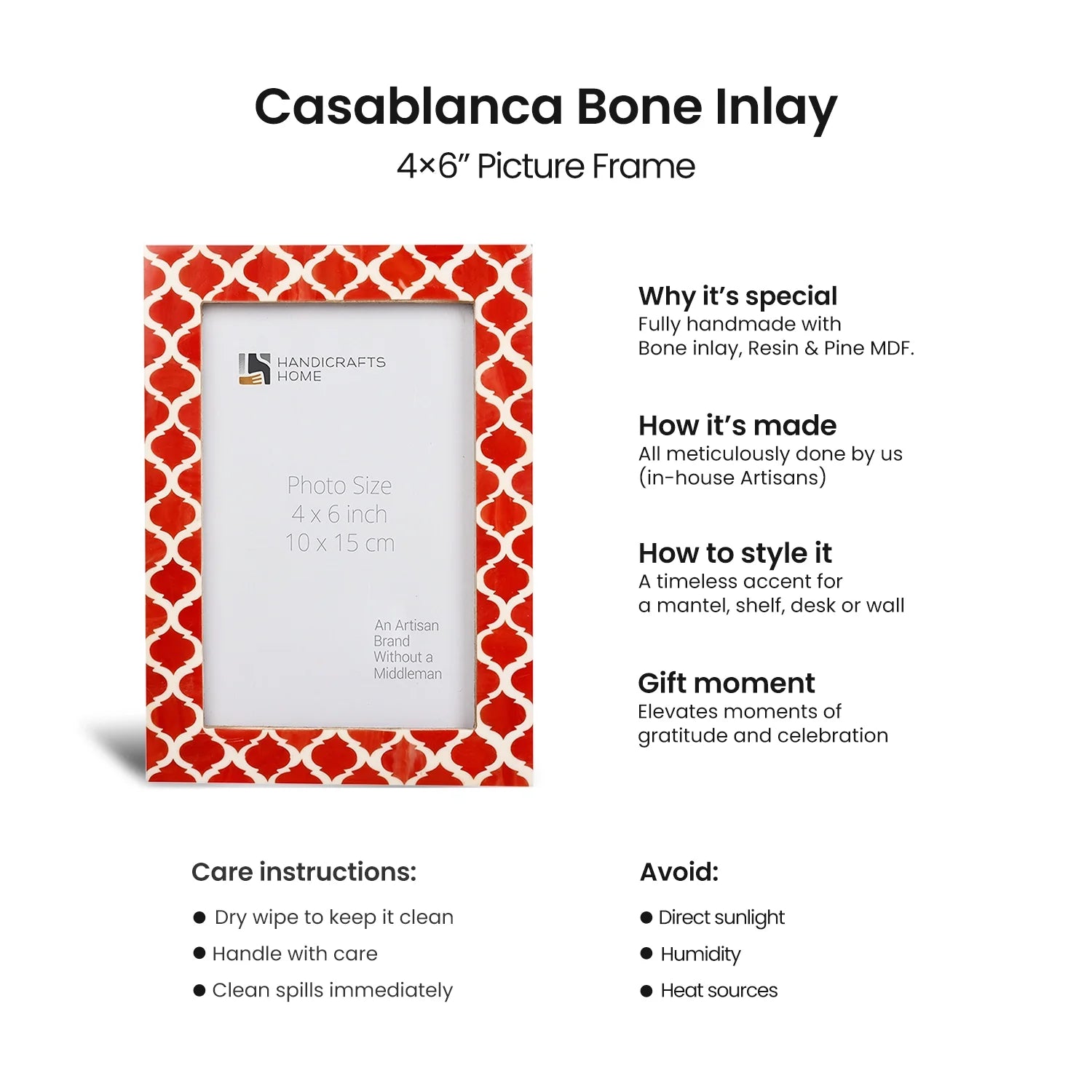 Picture Frames Casablanca Pimienta Pattern Resin Inlay Collection in 3 Sizes, Pack of 2