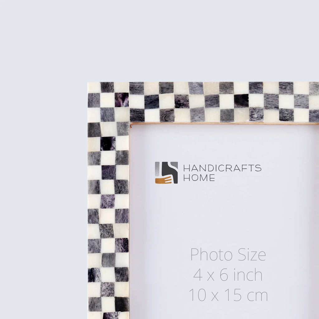 Poster Picture Frame Checkered Pattern Bone Inlay Collection in 3 Sizes